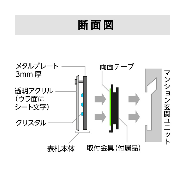 マンション表札 クリスタルメタル （PL-CMM-002）